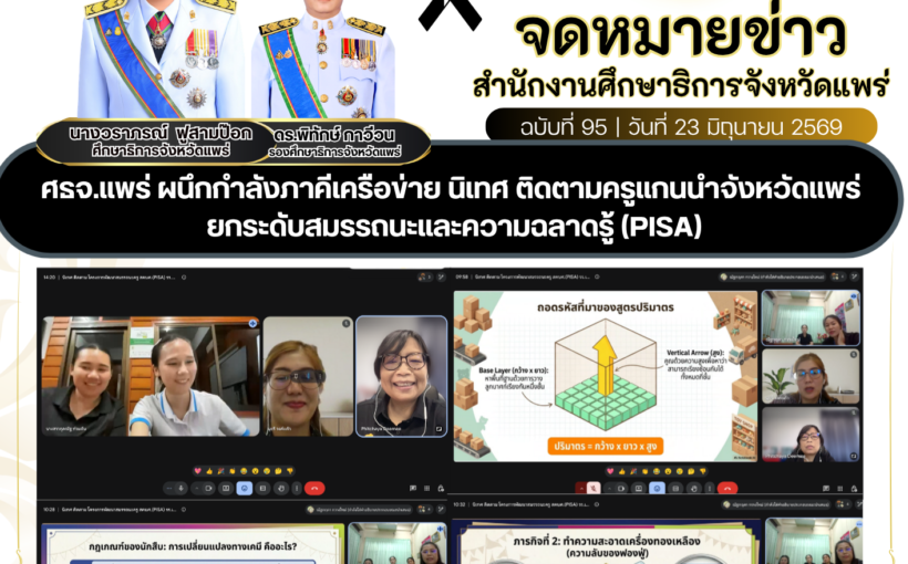 ศธจ.แพร่ ผนึกกำลังภาคีเครือข่าย นิเทศ ติดตามครูแกนนำจังหวัดแพร่ ยกระดับสมรรถนะและความฉลาดรู้ (PISA)