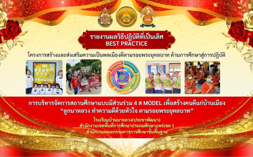รายงานผลวิธีปฏิบัติที่เป็นเลิศ BEST PRACTICE โครงการสร้างและส่งเสริมความเป็นพลเมืองดีตามรอยพระยุคลบาท ด้านการศึกษาสู่การปฏิบัติ